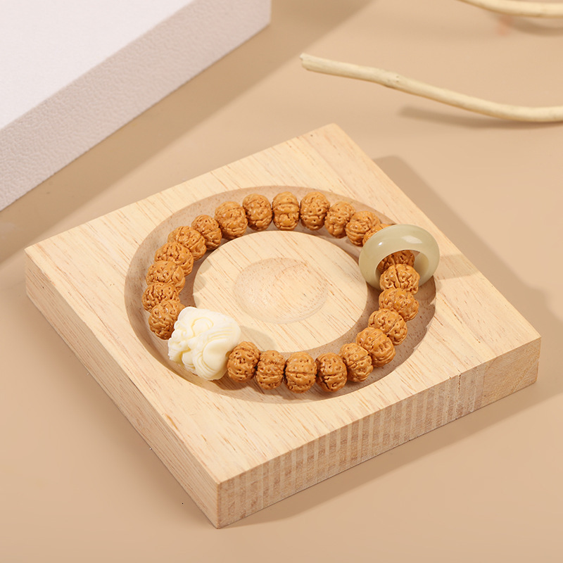 God of Wealth Temple Lotus Root Hand String White Jade Bodhi Female Style Safe Girlfriend Cultural Play Duo Bao Money Flower Bracelet