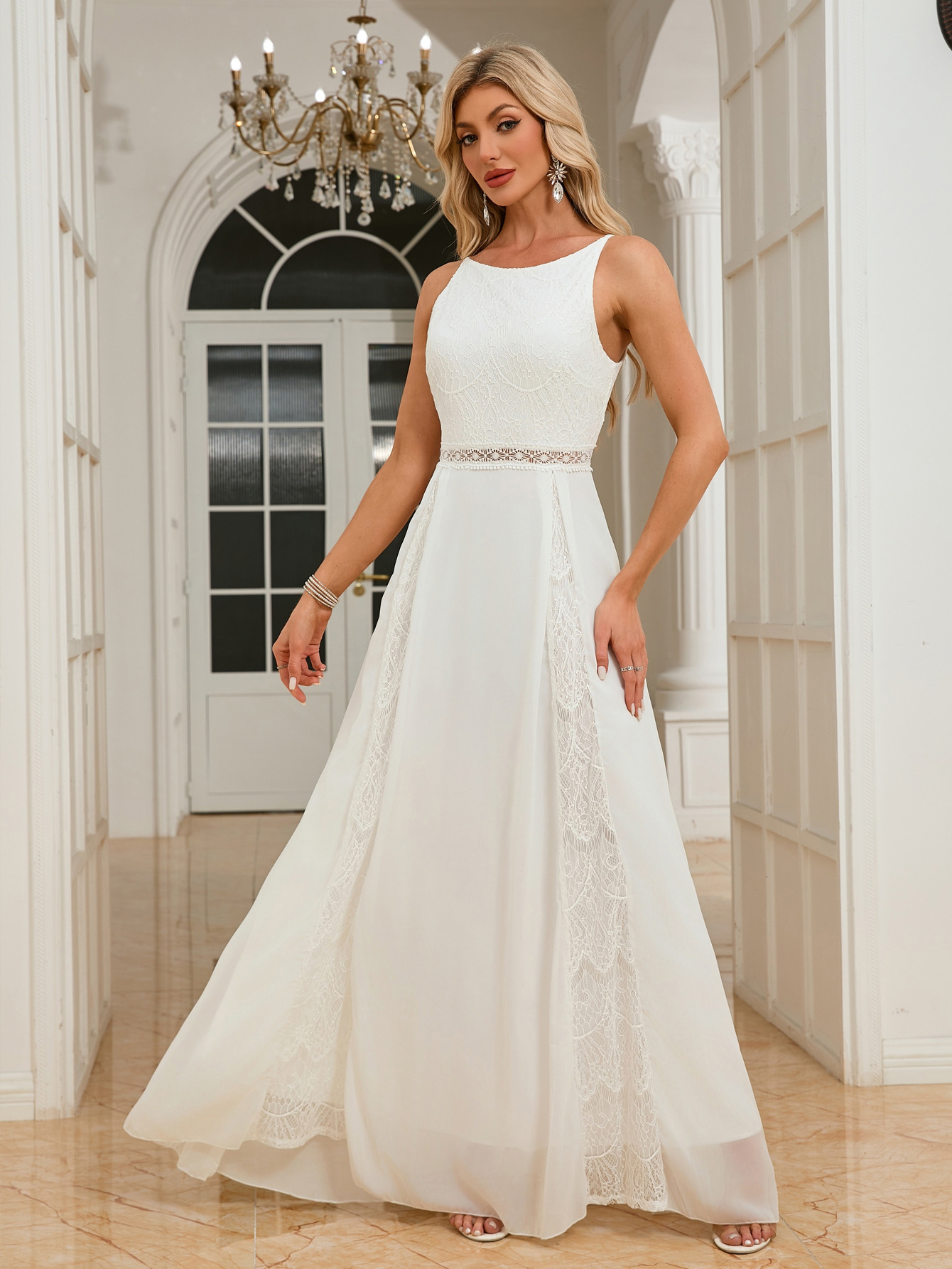 New long dress mesh dress bridesmaid dress elegant dress chiffon long dress