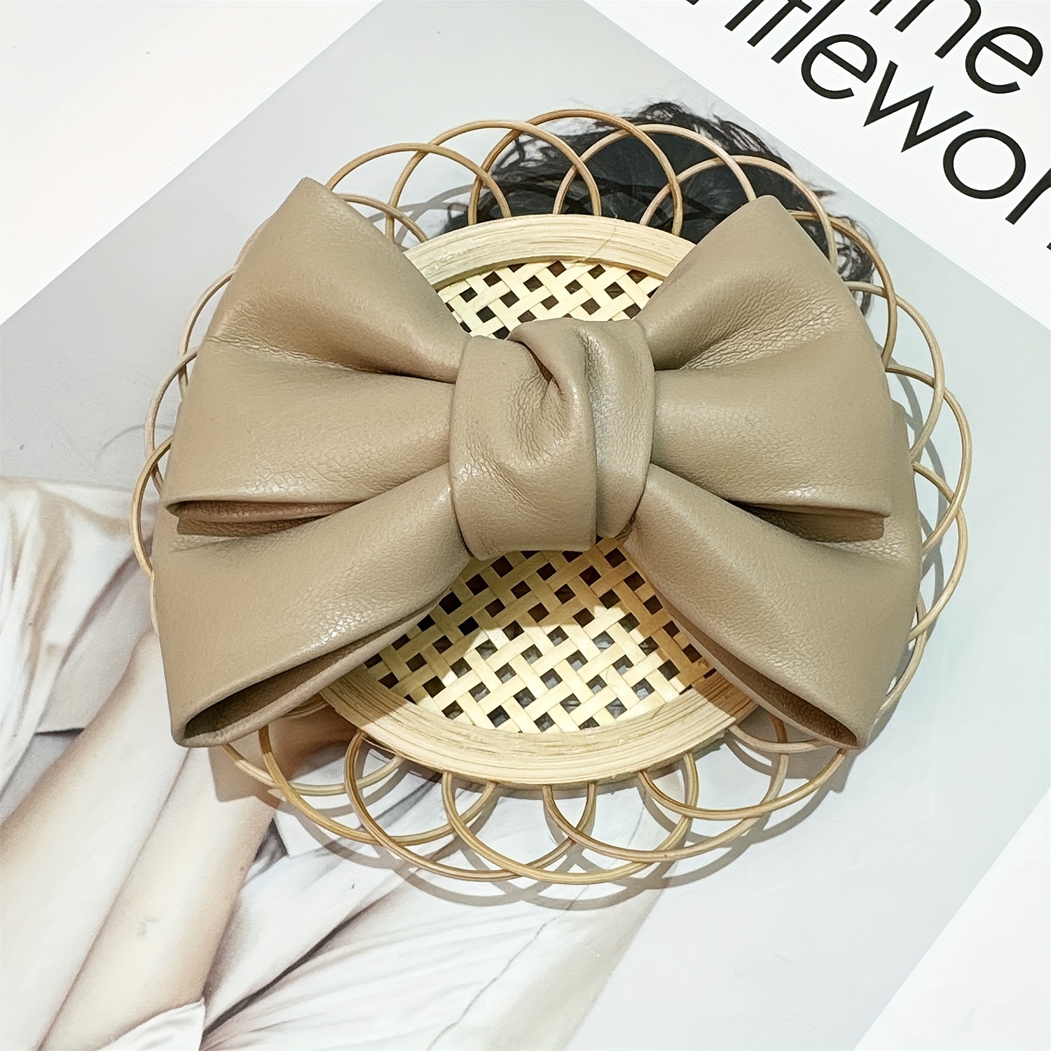 PU leather double bow hair accessories to unlock versatile fashion styling