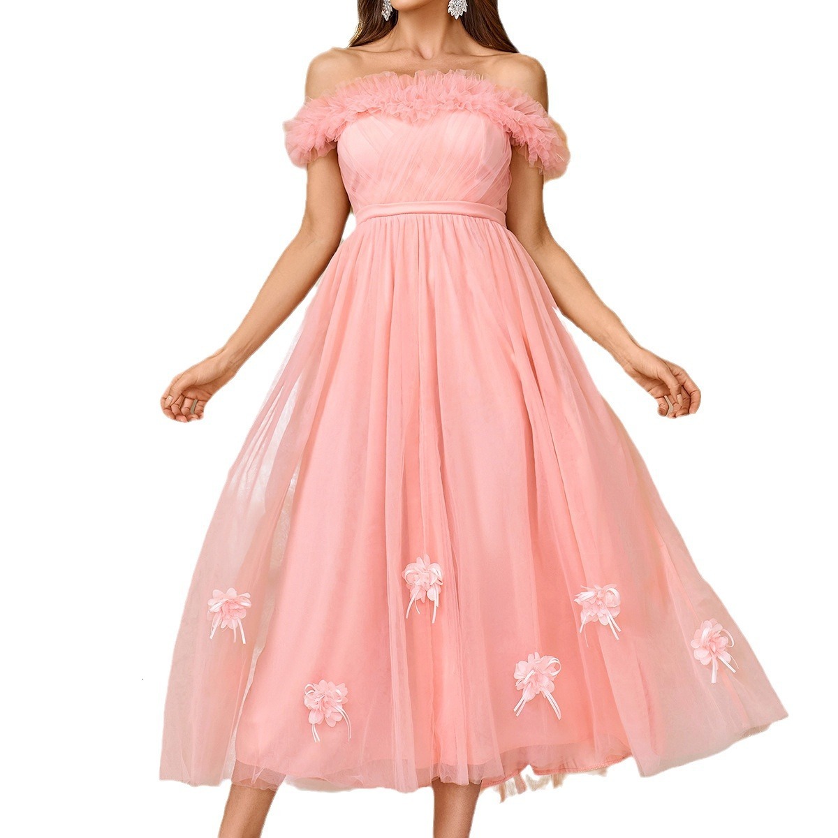 Summer new niche design style elegant dress with one shoulder