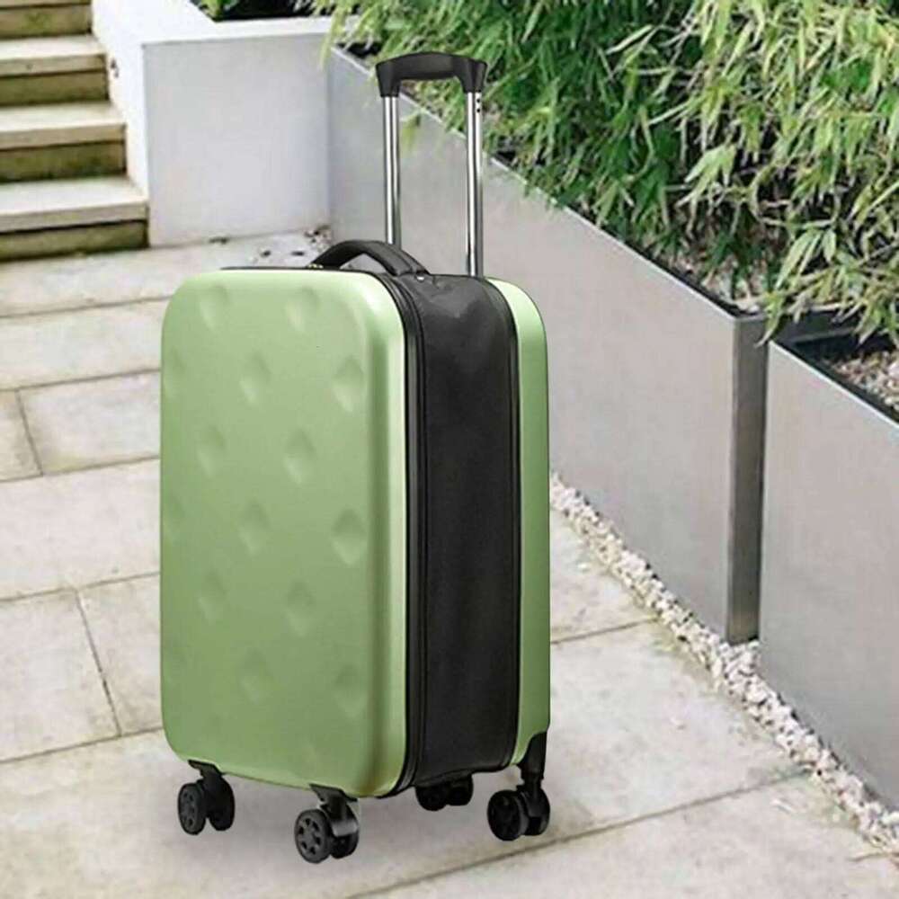Collapsible Carry on Lage Scratch, Water & Impact Resistant Hard Shell Green Travel Suitcase Folding Trolley Case