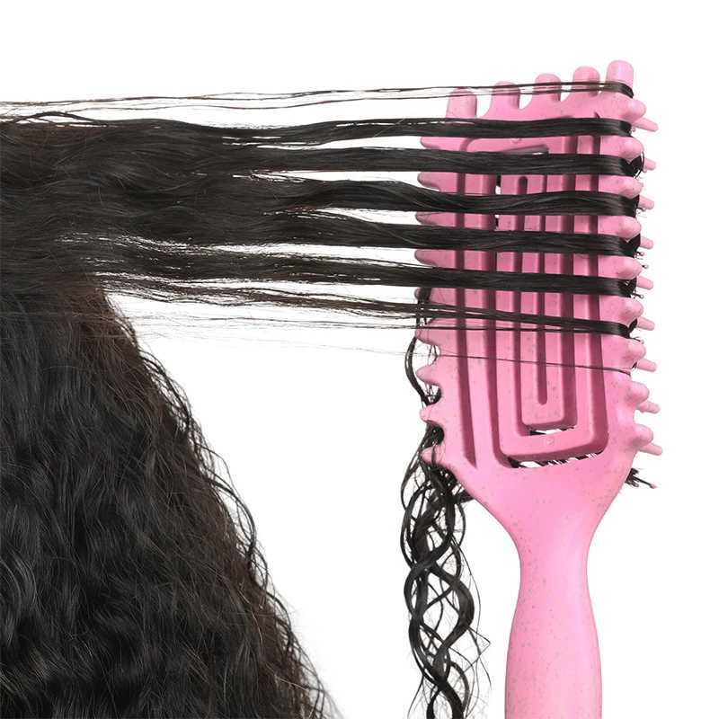Wet Curly Hair Brush Defining Curl Hairbrush Massage Detangling Black People Detangler Hollow for Blow Drying Brushes R250526