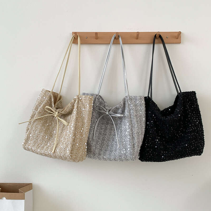 2025 New Niche Design Bling Sequin Shoulder Large Capacity Versatile Women's Fashion Tote Bag