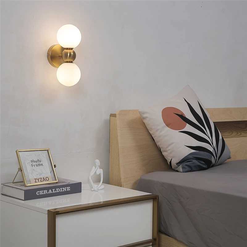 Creative Glass Ball Wall Lamps Modern Bedroom Bedside Lamp Living Room Background Wall Lights Home Decoration Lighting FixturesXJ250526