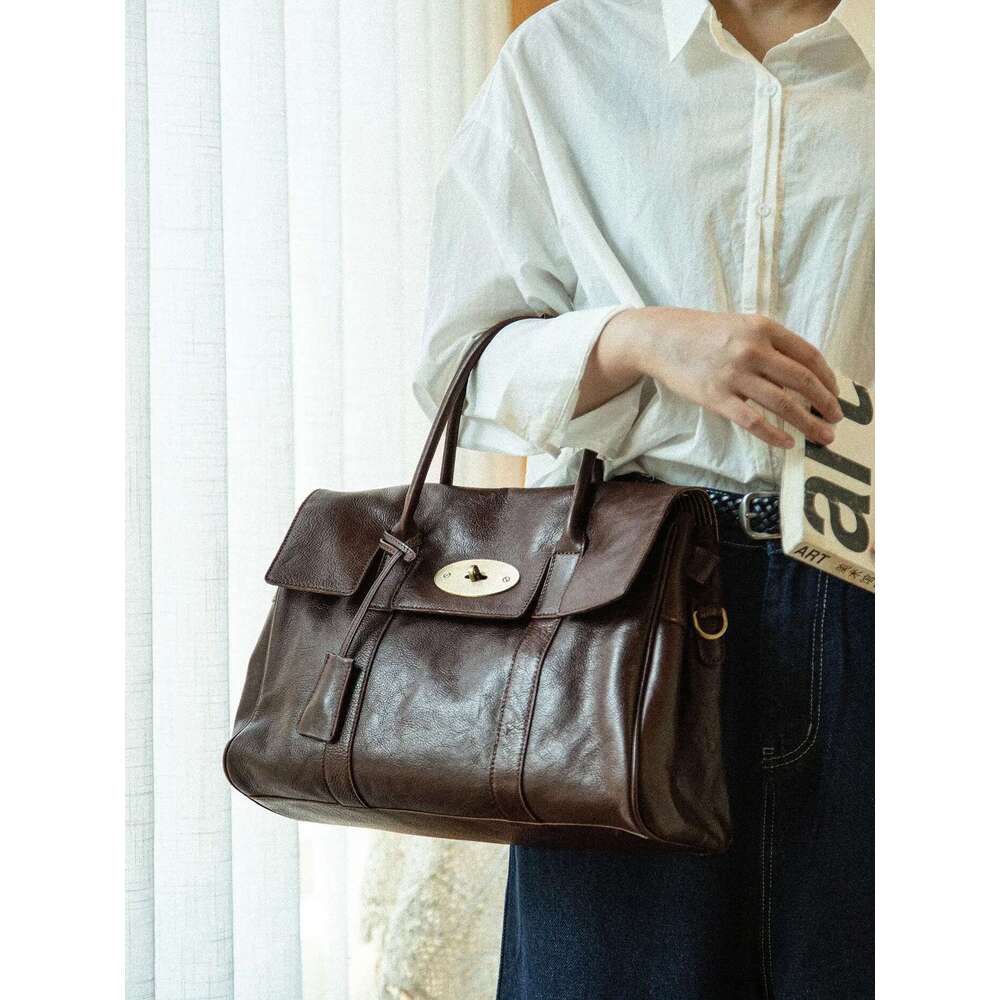 Fashion vintage designer handmade genuine leather women large capacity handbag cowhide multifunctional shoulder crossbody bag