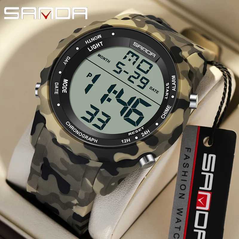 SANDA Top Brand G Style Camouflage Military LED Digital Watch Men Waterproof Clock Outdoor Sport Watches Male Electronic Watch M250526