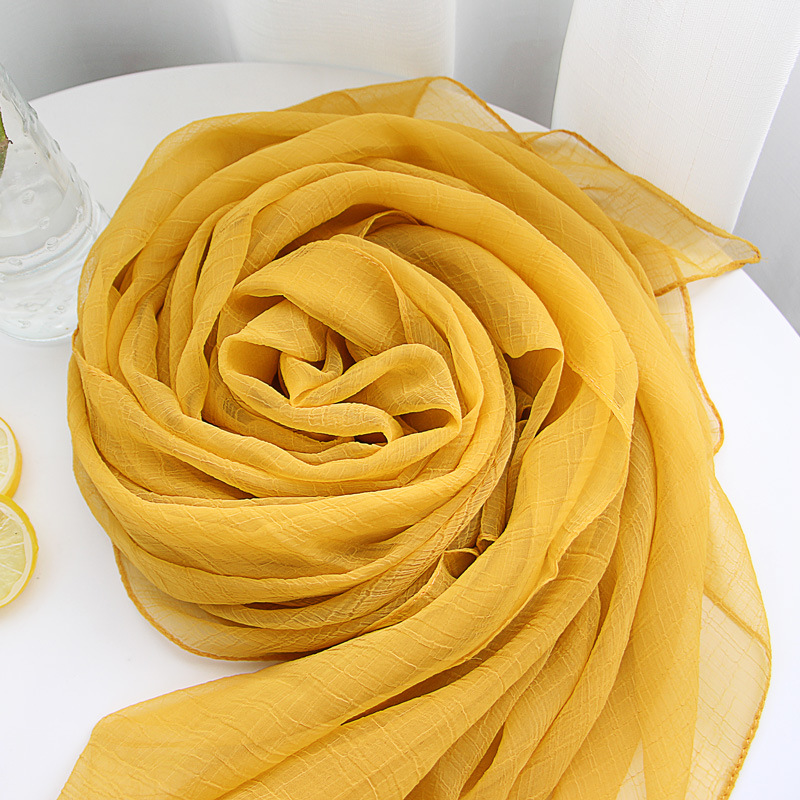 K839 New solid color crocodile wrinkled oversized silk scarf for women all-match beach towel travel scarf sunscreen shawl wholesale women