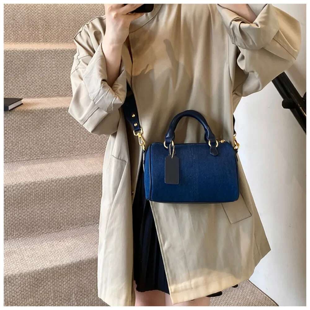 Cross Body Bags Casual Street Small Boston Bag Designer Purses Patchwork Colorblock Mini Handbags For Women Denim Shoulder