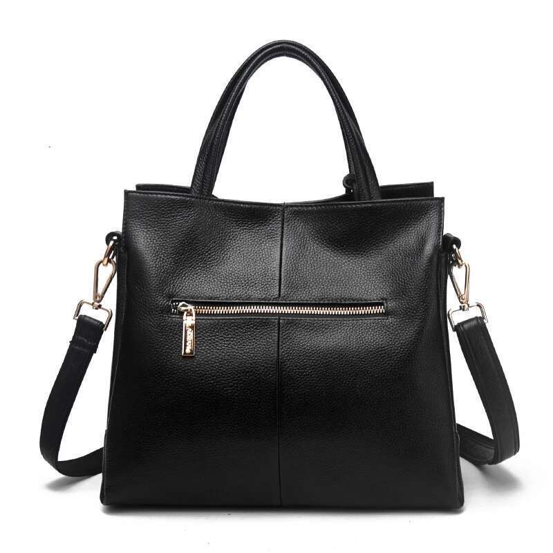 Cowhide women s handbag casual versatile black daily commuting single shoulder crossbody tote bag