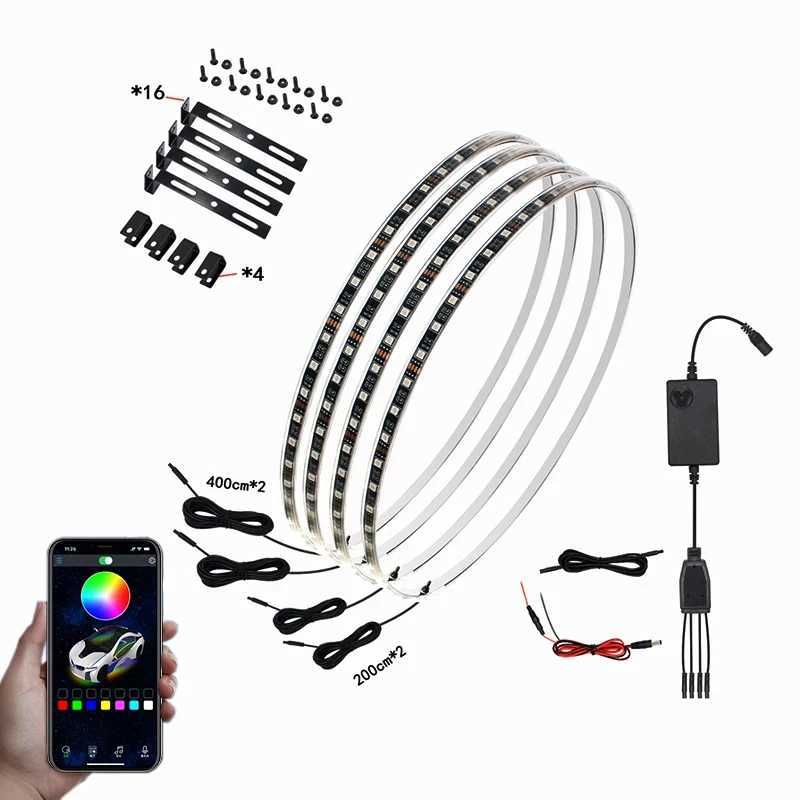 Car Hub Lamp RGB Kit Waterproof LED Strip Light APP/Remote Control Car Wheel Ring Neon Light Strip Colorful Adjustable Hub W250526