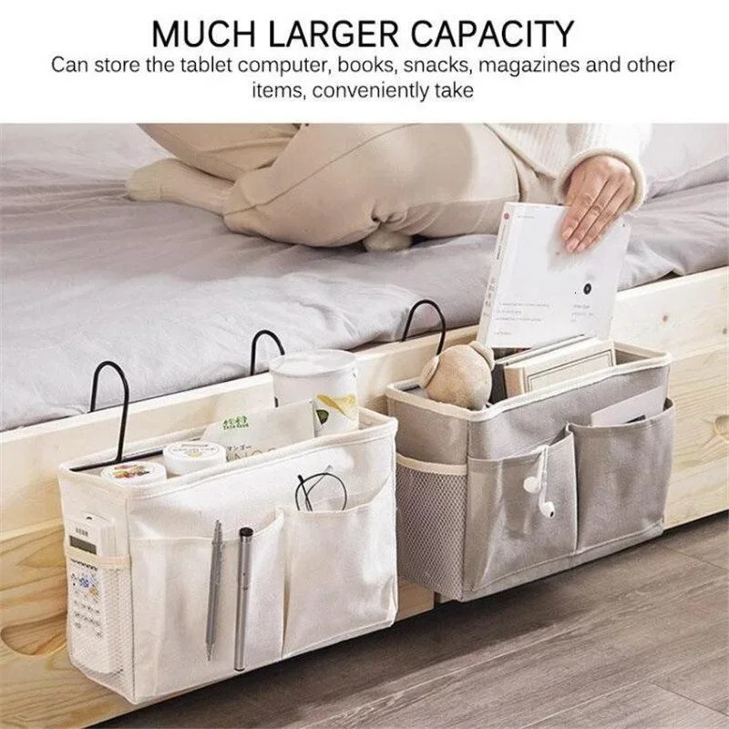 Bed Sofa Hanging Bedside Storage Bag Magazines Remote Control Books Sundries Holder Organizer 250517z
