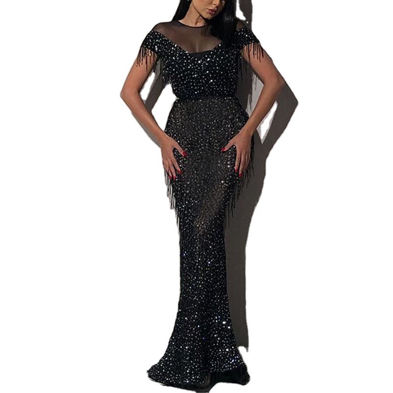 New womens dress Raglan Sequin dress long dress