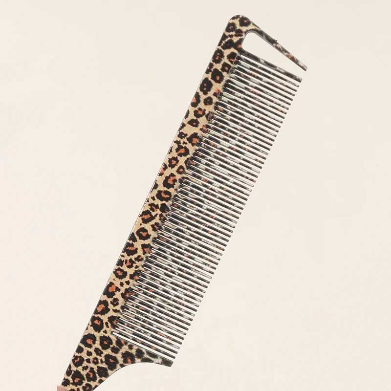 1pc Leopard Print Rat Tail Comb - Fine-tooth Anti-static Hair Styling Brush with ABS Plastic Handle and Steel Needle for Normal R250526