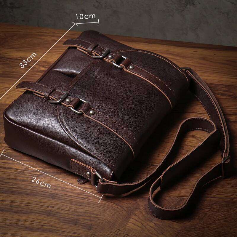 NUKA Designer Messenger Men'S Genuine Leather Shoulder Retro High Quality Crossbody Bag Office Business Briefcase