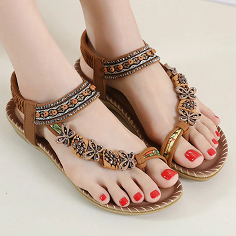 Womens Sandals Mix Color Bohemia For Summer Shoes Woman Flip Flops Women Soft Heels Footwear 250526