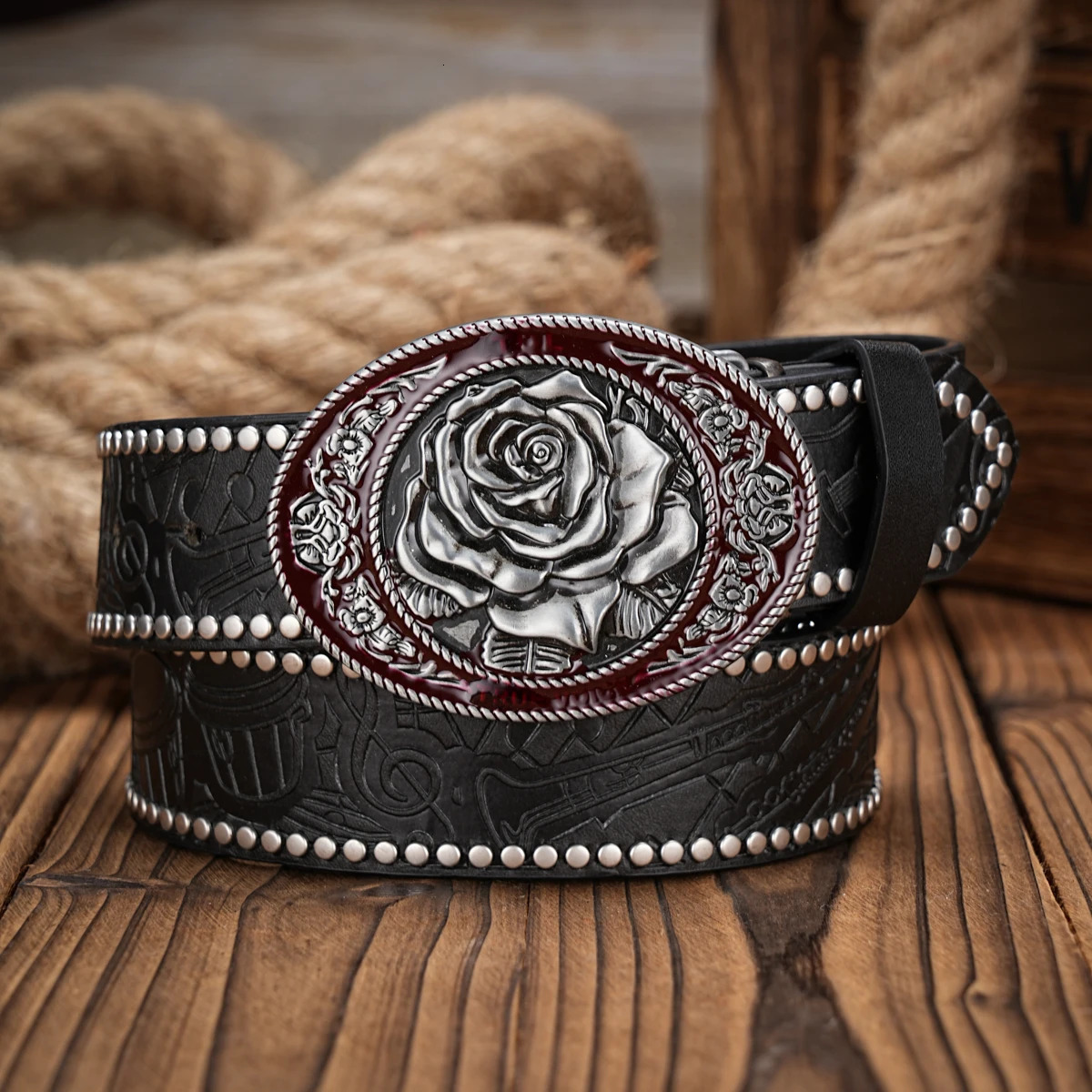 Men Women-Western-Cowboy-PU Leather-Belts - Vintage horse Belt Floral Engraved Buckle Belt for Jeans 250520