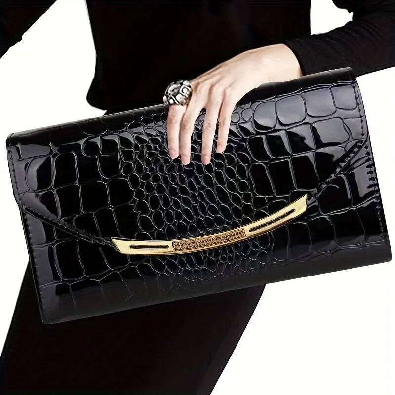 Women's Bags Designer Patent Leather Women's Large Capacity Chain Clutch Single Shoulder Straddle Bag