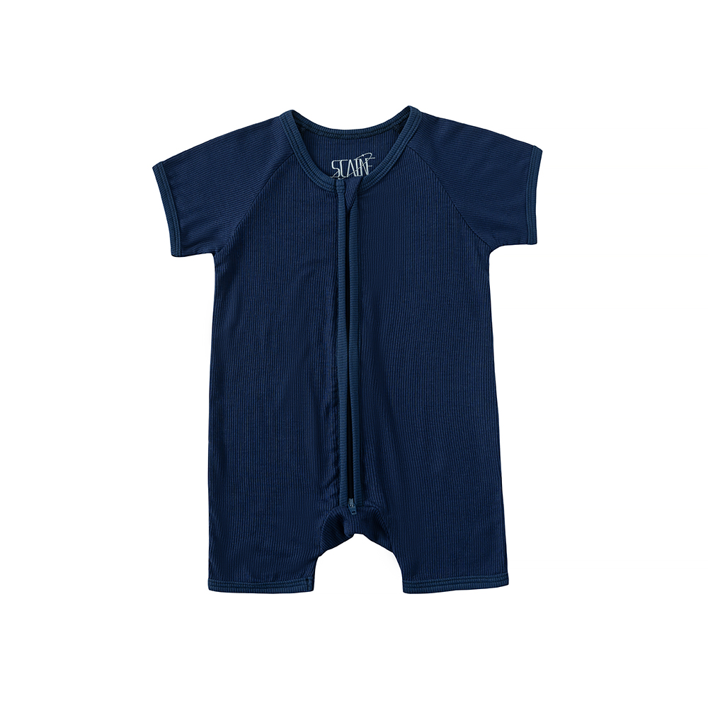 New Design Short Sleeve Zipper Clothing High Quality Threaded Plain Summer Newborn Bodysuits