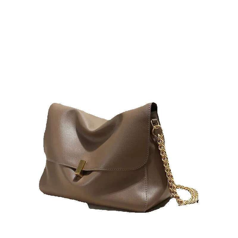 Designer Luxury Designer Luxury Women Large Korean Cow Flap Shoulder Chain Bag Solid Genuine Leather Female Crossbody Handbag Messenger
