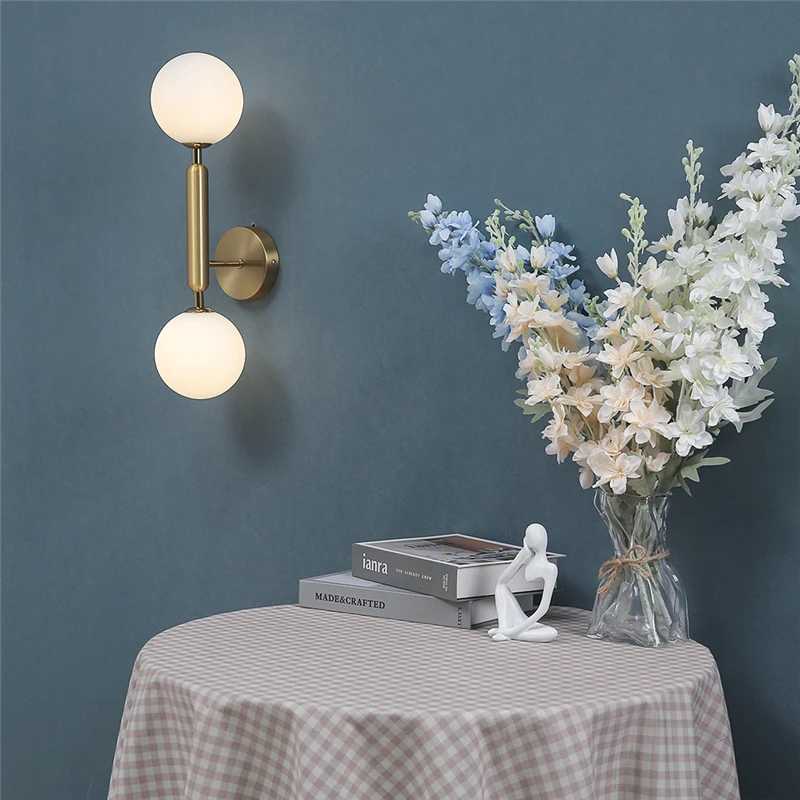 Creative Glass Ball Wall Lamps Modern Bedroom Bedside Lamp Living Room Background Wall Lights Home Decoration Lighting FixturesXJ250526