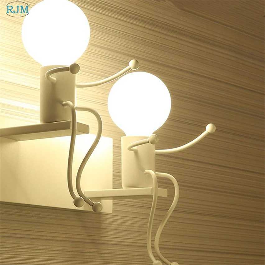 Nordic Modern Simple Creative Cartoon Children Iron Wall Lamps for Living Room Bedroom Bedside Hallway Indoor Lighting DecorXJ250526
