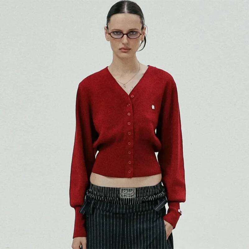 2025 Badblood American Spice Girls Knitted Cardigan Women Slim V-Neck Sweater Tops Tide