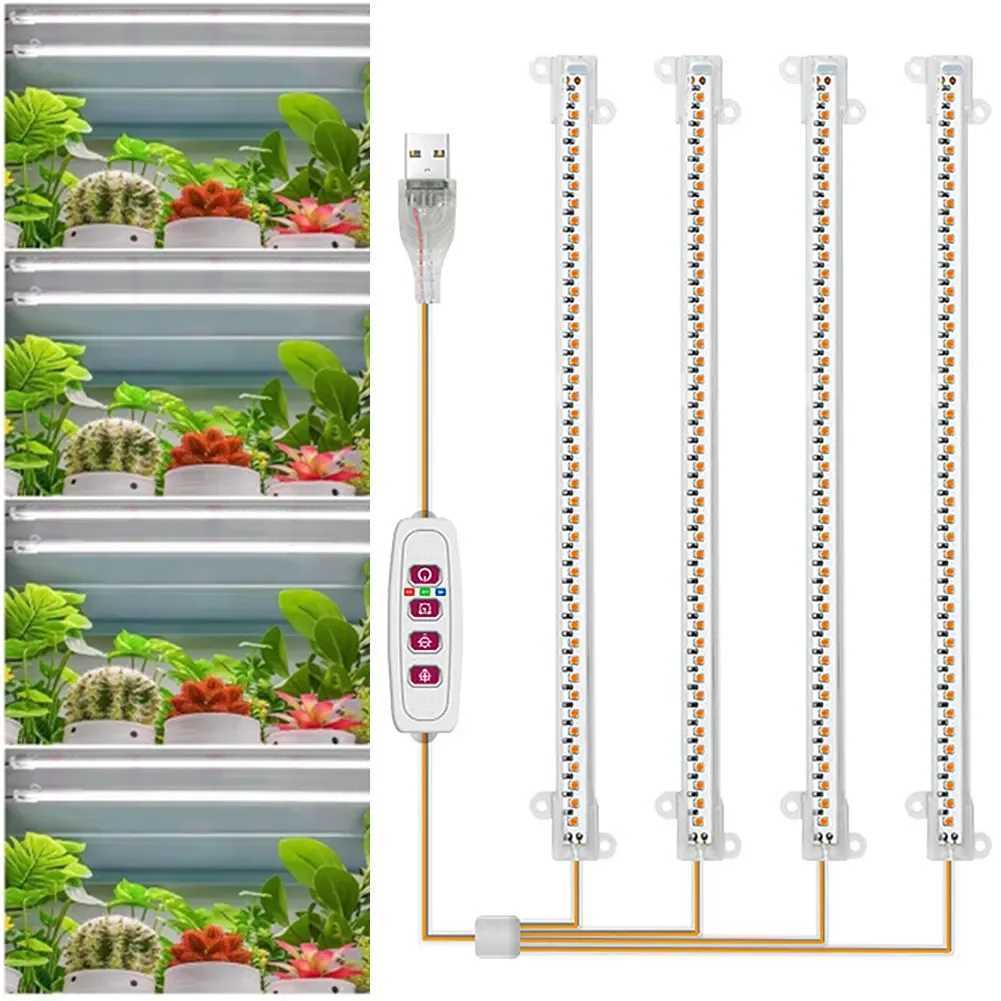 1/2/3/4 LED Grow Light Strips for Indoor Plants USB Full Spectrum Phyto Lamp Dimmable Timer Seedlings Vegetables Flower Growing LampXJ250526