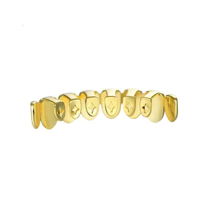 Fully Iced Gold Grillz Hip Hop Diamond Teeth Grillz 8 Top 8 Bottom Teeth One Size Fits All Moissanite Main Stone for Weddings