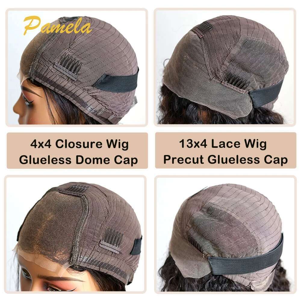 Super Double Drawn Glueless Wig 100% Human Hair Ready To Go Loose Deep 250% High Density 13x4 Transparent Lace Front Bob Wigs