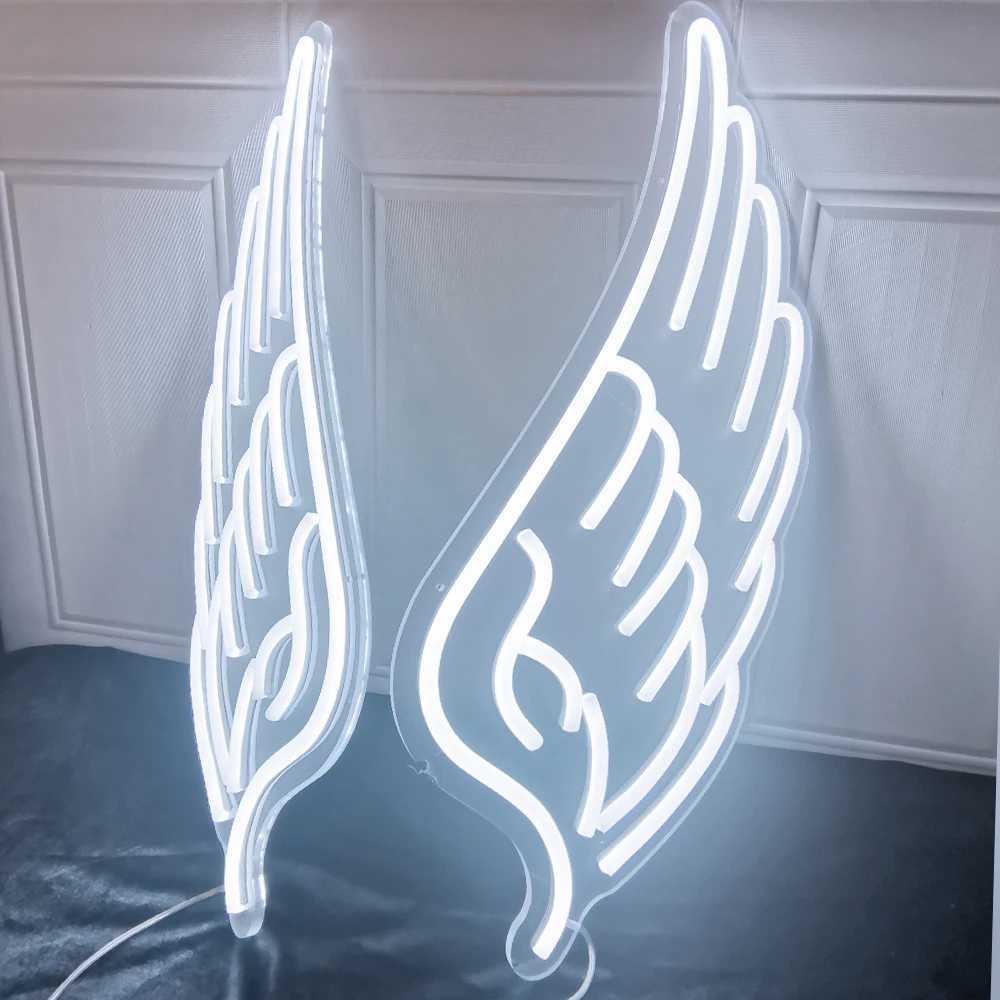 Angel Wings LED Neon Sign Model Props Glowing Acrylic Wall Art Light Decoration Home Party Artwork Wedding Night Light Birthday W250526