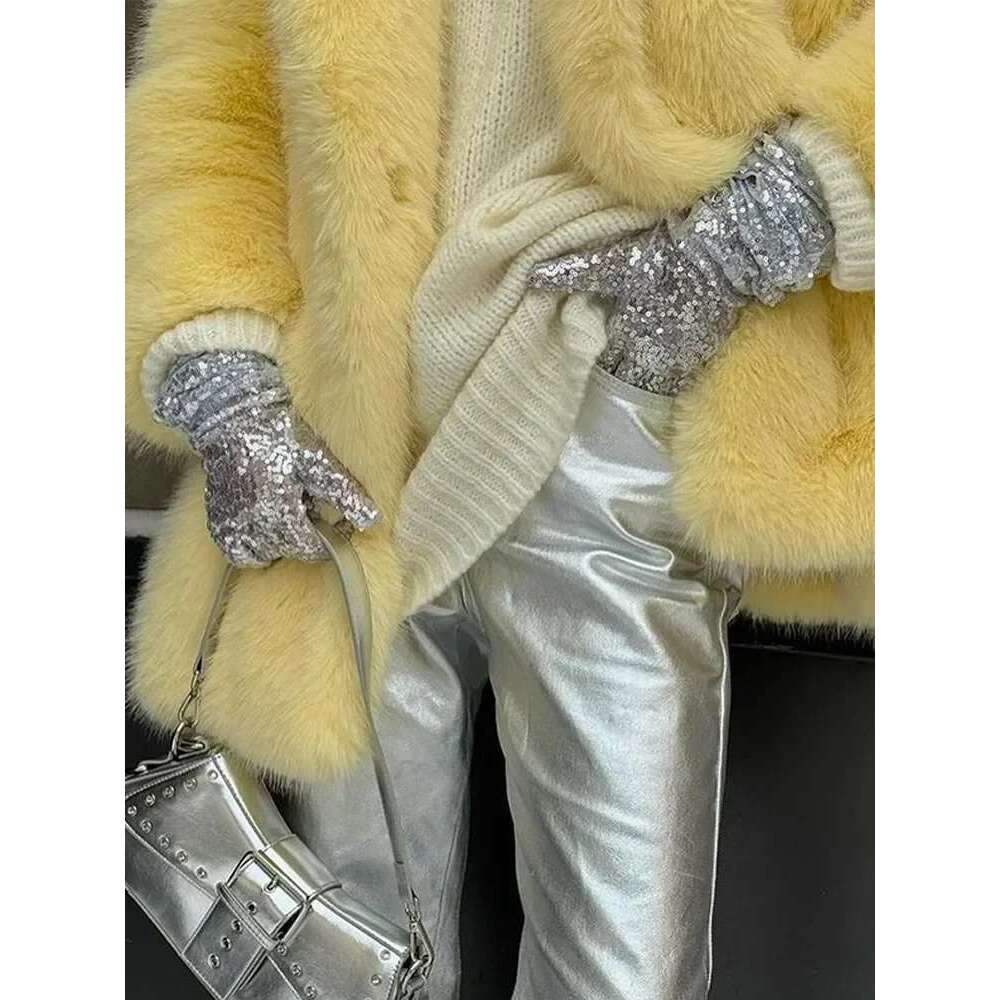 Faux Coat Women Brand Fashion Fluffy Fox Fur Outerwear Overcoat Girl Street Style Furry Warm Jacket 2024 Winter