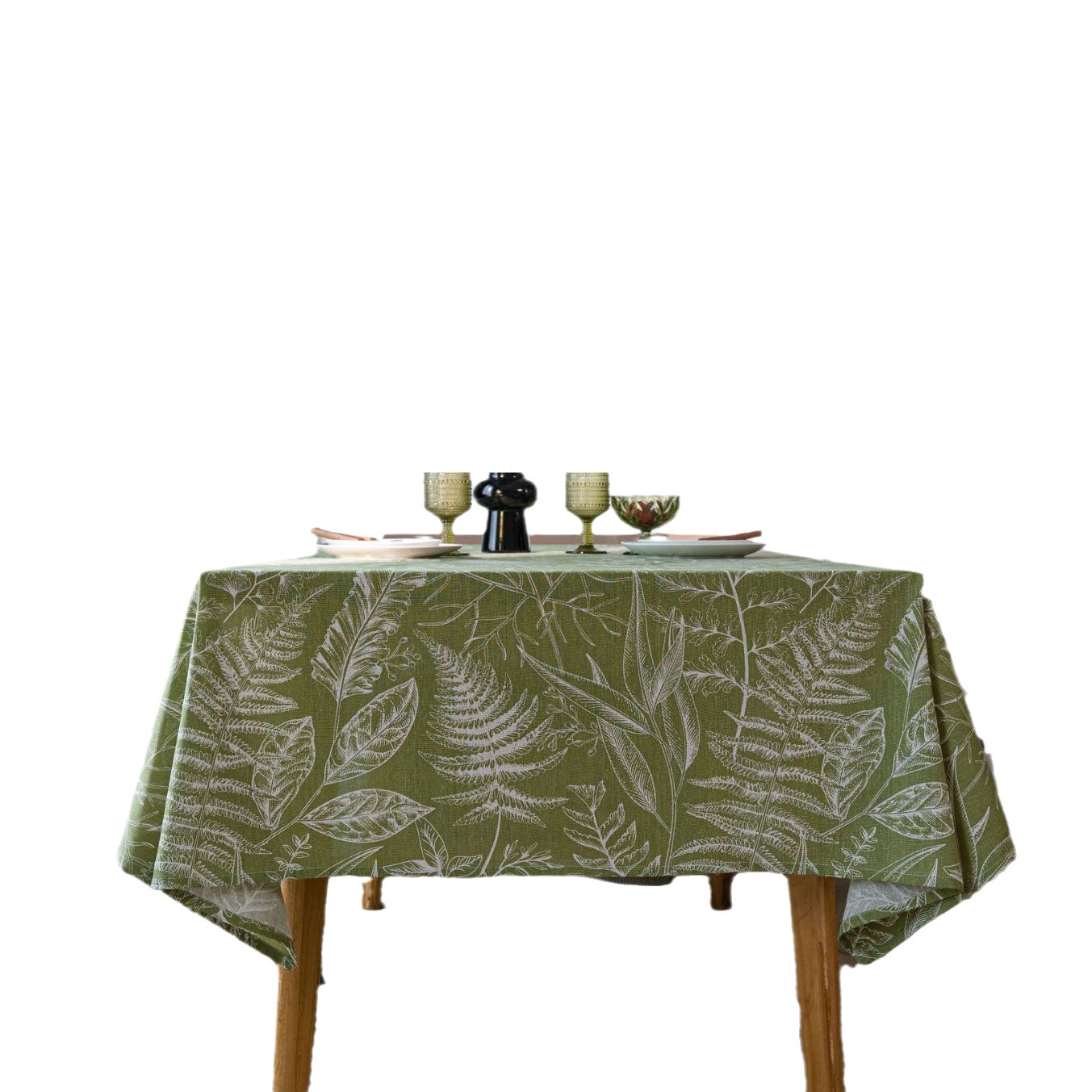 B381 Tablecloth Green Leaf Sketch Tablecloth American Style Rectangular Fabric Factory Direct Supply