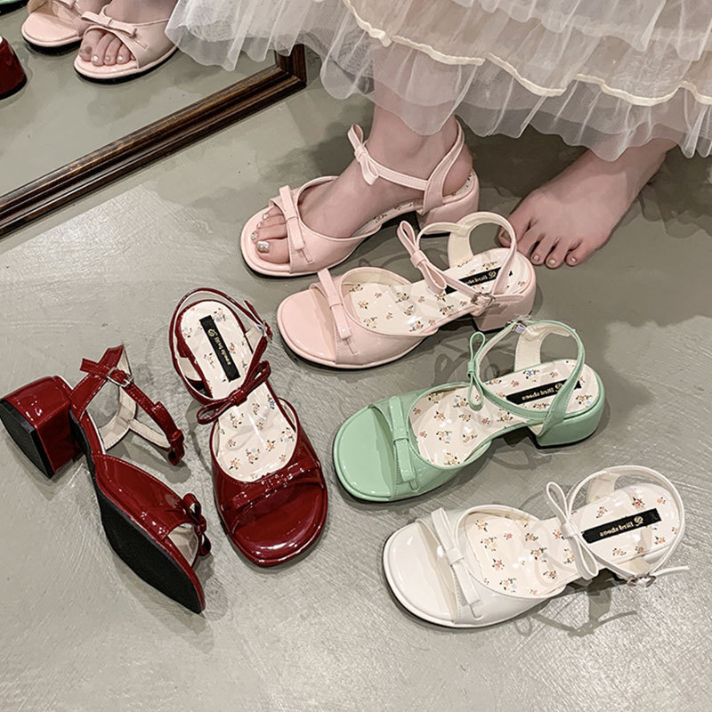 Versatile Fairy style Sandals with Skirts for Women, 2025 New Summer Collection, Short, French Thick High Heels Sandals for Women Casual Shoes Ddmysat