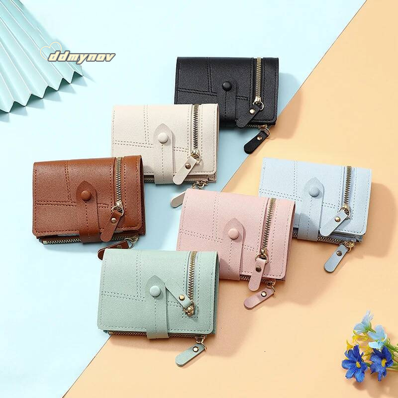 Ultra-thin PU Leather For Women Fashion Short Card Holder Designer Solid Color Clutch Bag Wallet ddmynov