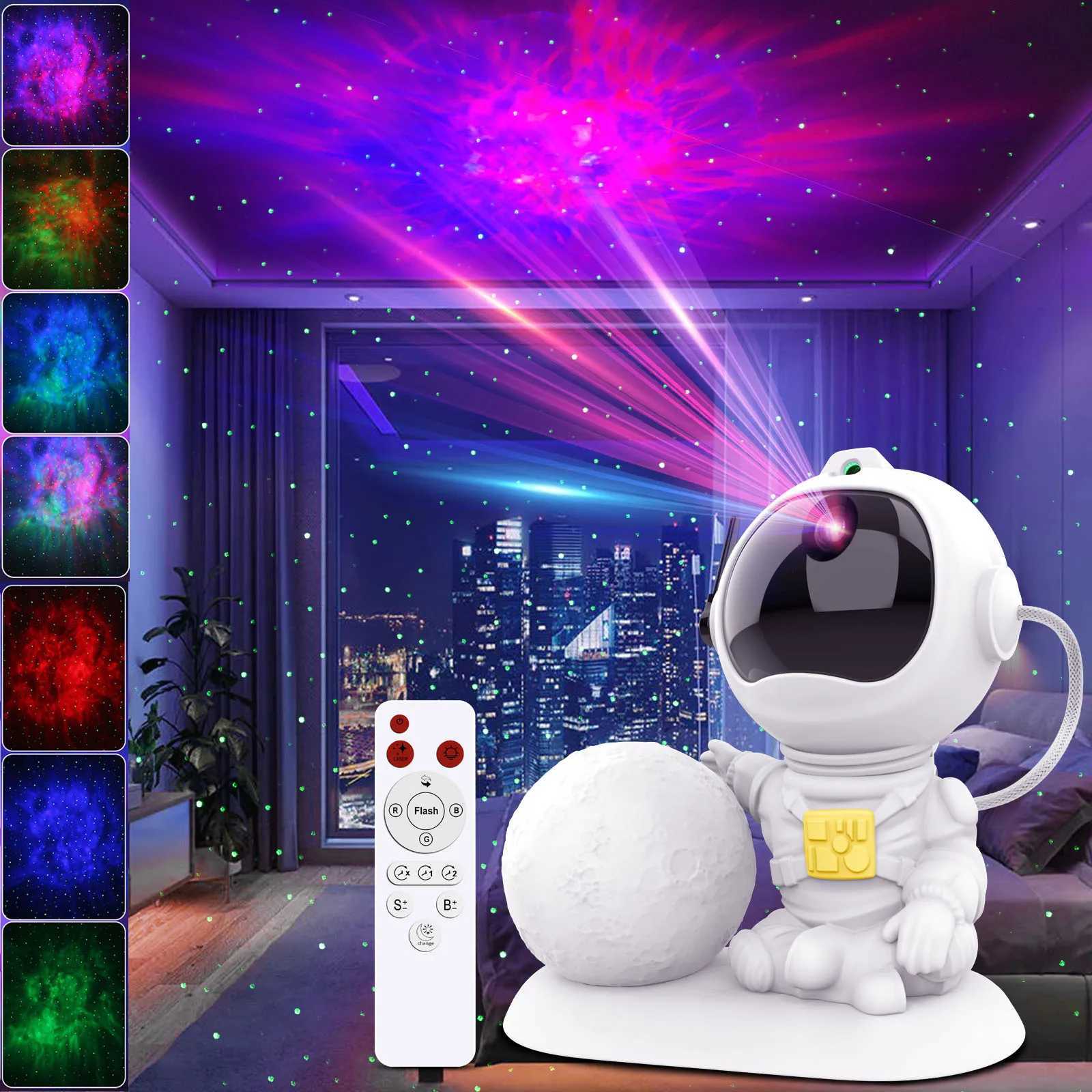 Astronaut Galaxy Projector Fairy Lights Ceiling LED Spotlight USB Powered Remote RGB Night Lamp for Gaming Room Christmas PartyXJ250526