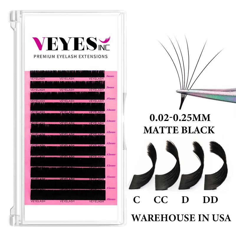 Veyes Inc Wholesale Soft PBT Cashmere Lash Extensions Easy Fan Lashes with Siberian Mink Incroyable Curl BC