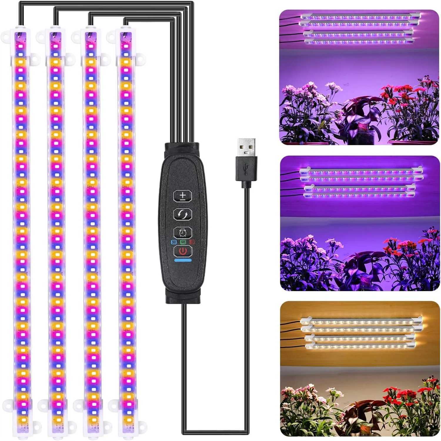 3 Colors Indoor LED Grow Light USB DC5V Timer Phyto Lamp for Plants Dimmable LED Lamp Phytolamps Full Spectrum HydroponicsXJ250526