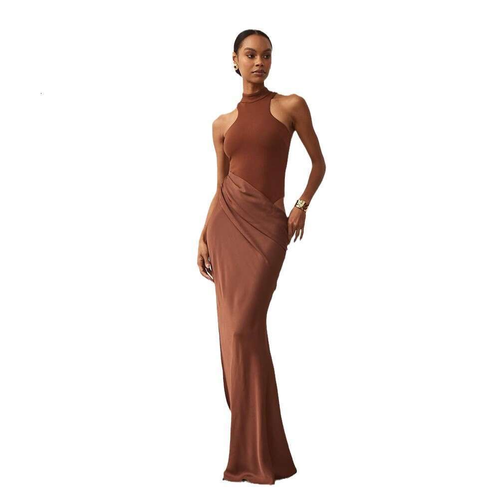 Backless Sexy Dress New Fashion Women S Fashionable Half Neck Sleeveless Slim Fit Patchwork Hollow Out Bodycon Dress Sexy Flowy Dresses