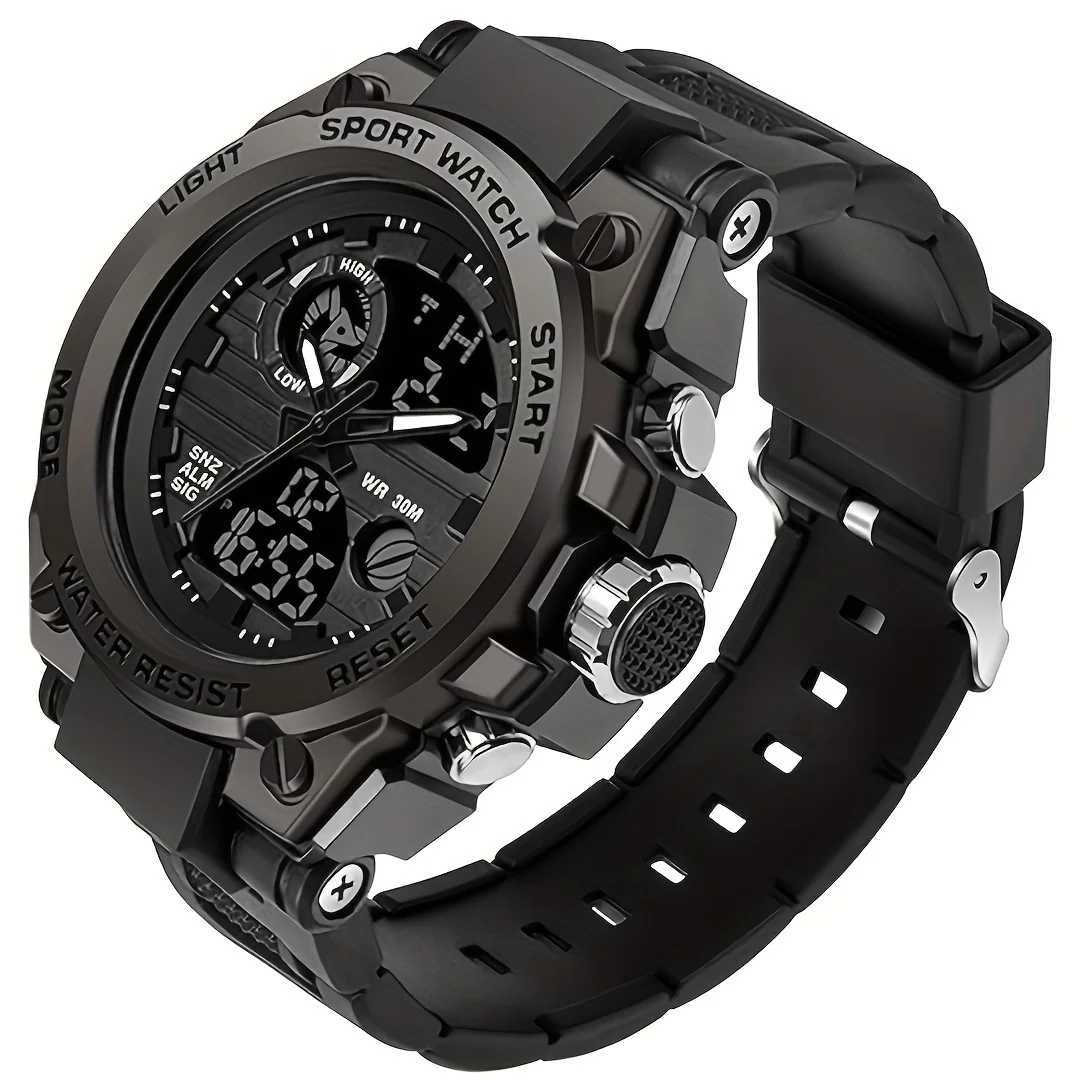 Watches for Men Outdoor LED Stopwatch Digital Electronic Large Dual Display Tough Electronic Clock Wrist Watches for Men M250526