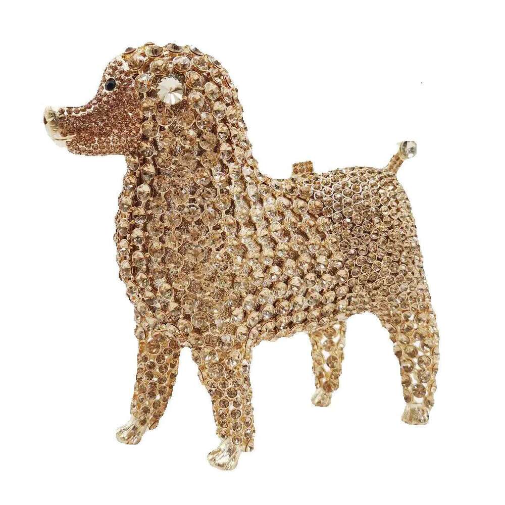 Designer Luxury Designer Luxury Poodles Designer Animal Crystal Clutch Evening Bags Lovely Golden Dog Wedding Women Party Purse Day Clutches Sm97