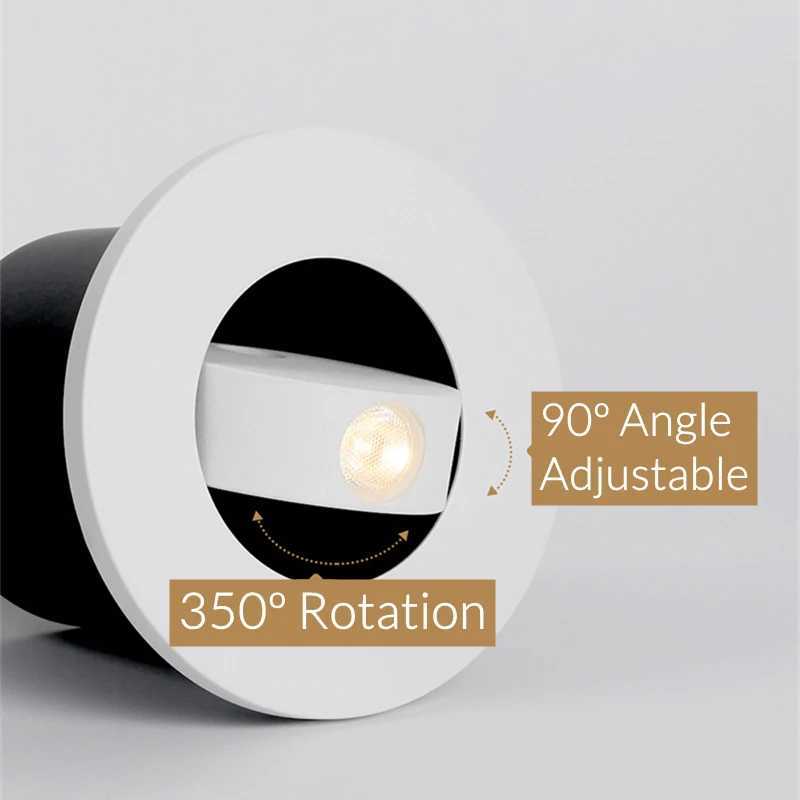 Modern LED Embedded Wall Lamp 3W 350 Rotation Bedside Sconce Bedroom Reading Hidden Decor Stair Wall Lighting Fixture AC85-265VXJ250526