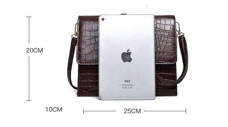 NIGEDU Fashion Women Handbag crocodile Leather Flap Shoulder Bag for Female crossbody bags Large capacity Totes coffee