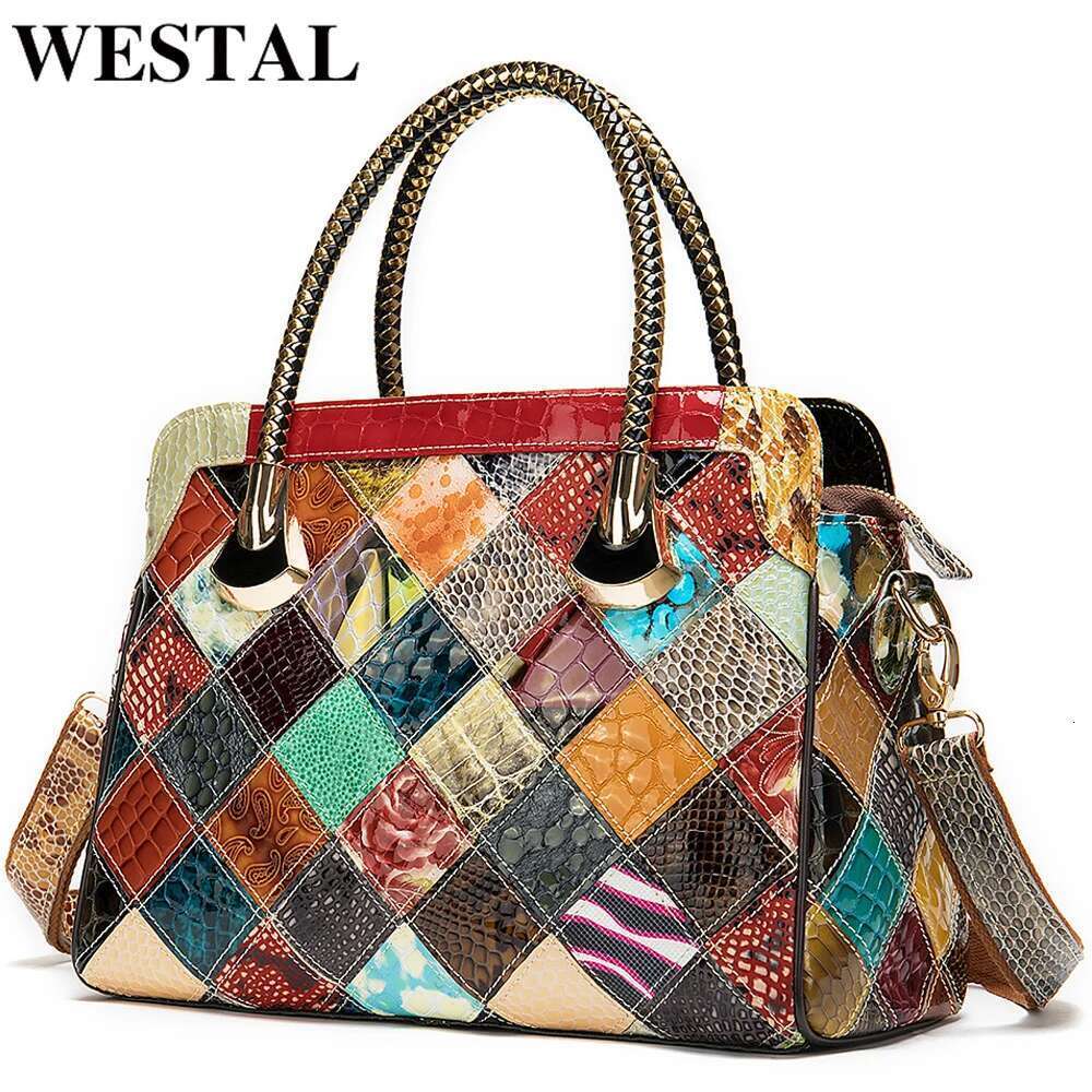 WESTAL Womens Genuine Women's Leather Handbags Women Designer Top-Handle Bags Messenger Bag Female
