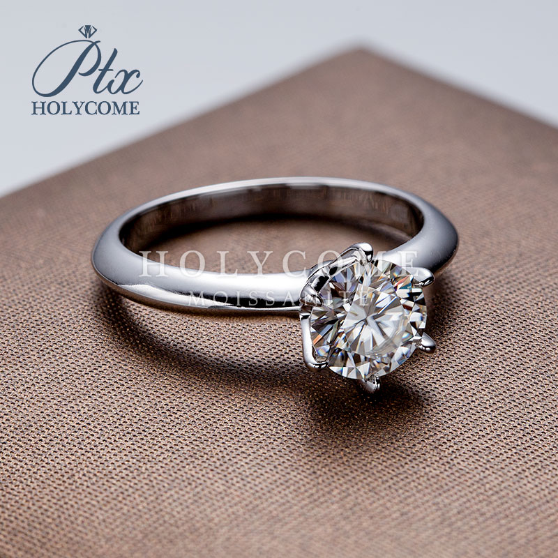 Luxury Moissanite Diamond Ring With GRA Certificate S925 Sterling Silver Wholesale D Color VVS 1ct Moissanite Classic 6-Prong Wedding Rings