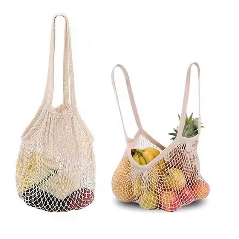 1Pc Portable Reusable Grocery Shopping Bag Mesh Bag Foldableable Grocery Bag Fruit and Vegetable Bag Cotton Net Tote Bag W250524