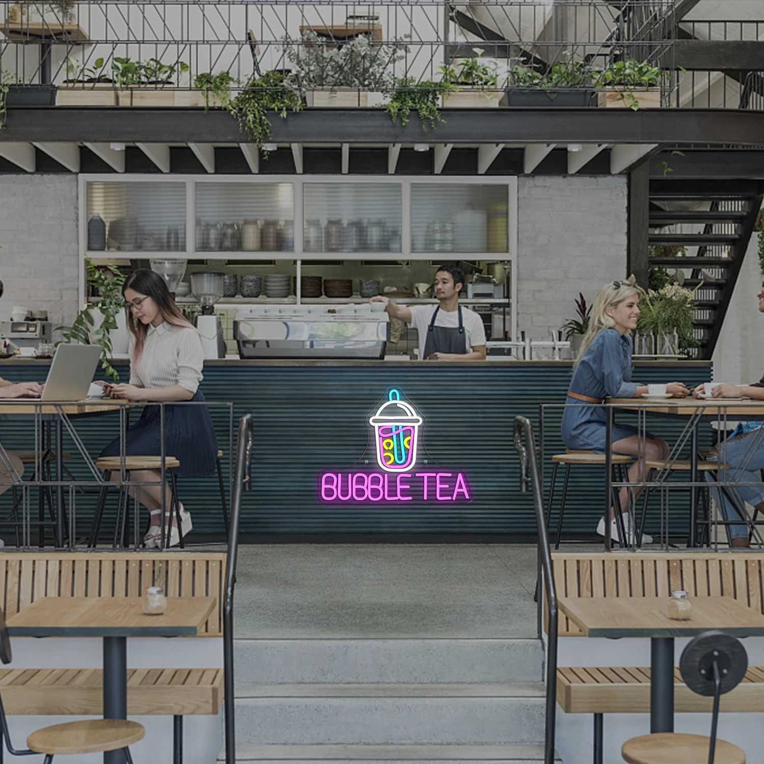 Bubble Tea Neon Signs For Wall Decor Milk Tea Room Decoration Boba Drink LED Lights Dessert Shop Bar Club Welcome Sign USB Lamp W250526