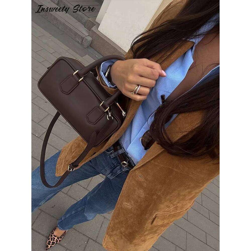 Fashion Suede Khaki Jacket Women's Single Breasted Lapel Buttons Pockets Full Sleeve Coats 2025 Spring Lady Vintage Streetwear