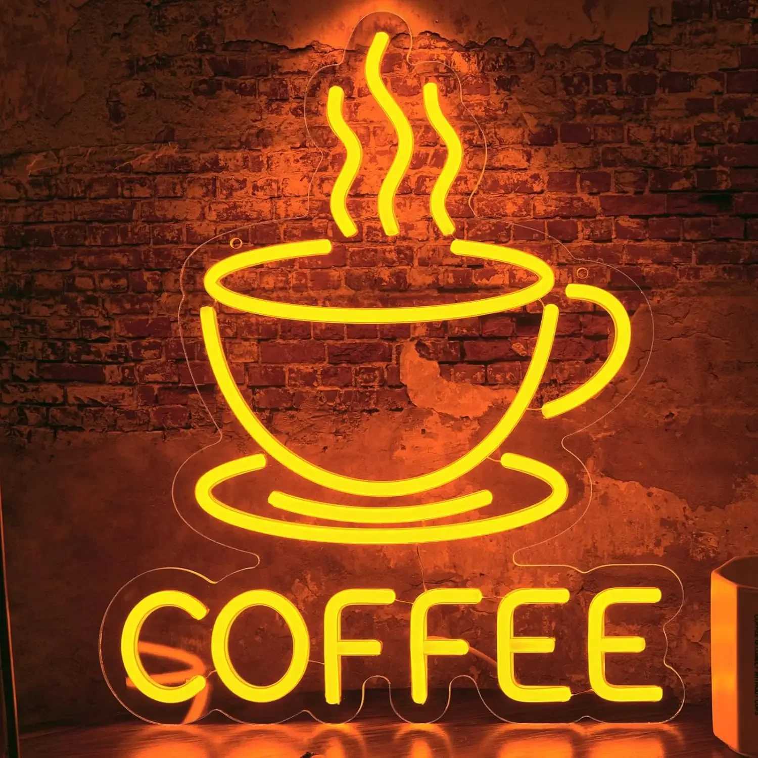 Coffee Neon Sign LED Neon Light Sign USB Powered Adjustable Brightness Night Light Station Decor Coffee Lovers Birthday Gift W250526