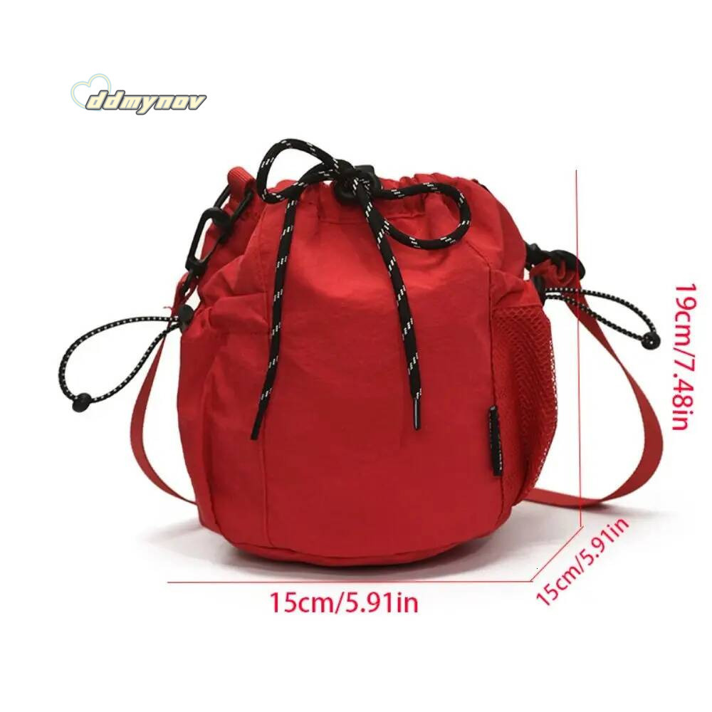 Cute Korean Style Drawstring Bucket Purse Handbag Nylon Shoulder Solid Color Mobile Phone Small Crossbody Bag Girls ddmynov