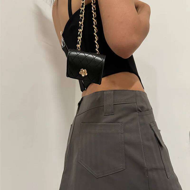 Chain Desiner Girdle Bag Female camellia Mini Waistpack Versatile Purse Elegant Belt For Women Dress Jeans Waistband